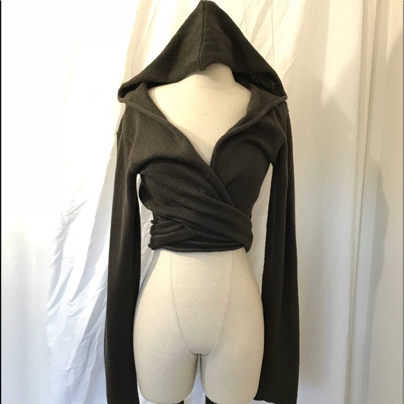 Theory Sweaters - 100% Cotton Sexy Cropped Theory Hoodie Wrap Top